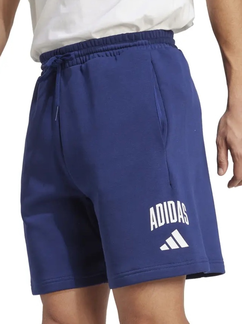 Adidas Men 2XLT Dark Blue White Fleece Logo Collegiate Sweat Shorts NWT